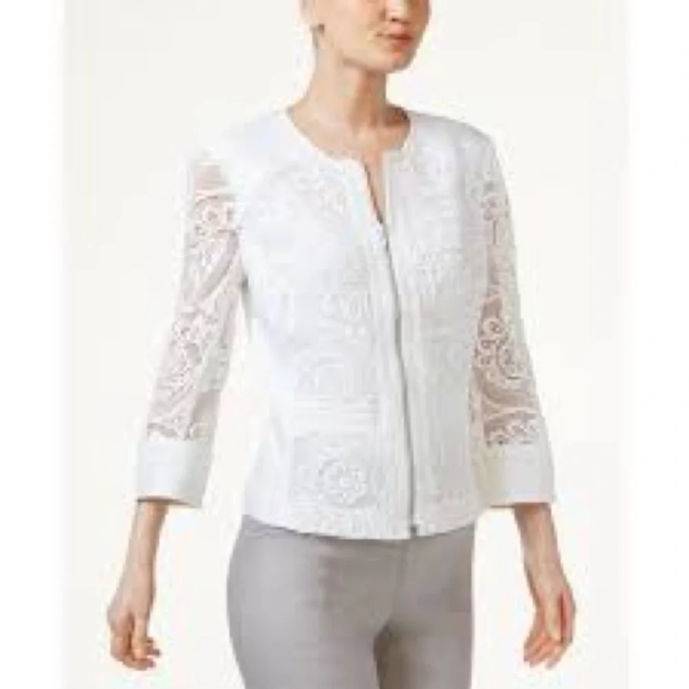 INC International Concepts Full Zip Suede and Crochet Jacket. Size S